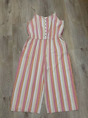Matilda Jane Pink, Yellow & White Striped Wide-Leg Jumpsuit